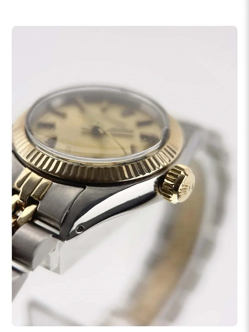 Rolex Lady Oyster Perpetual Gold & Steel Champagne Dial 26mm Women's Watch 6719